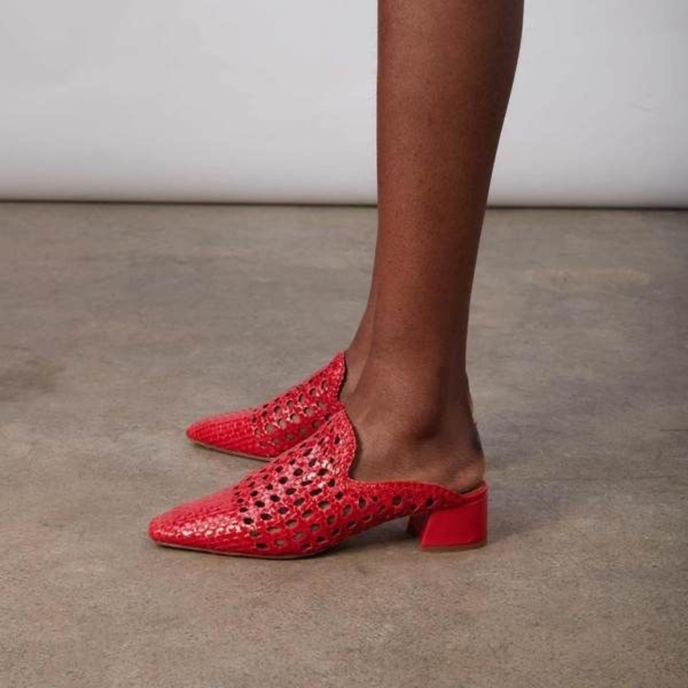Miista Ida Ruby Woven Red Mules - Size 37